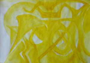 Rot in Gelb, Aquarell 30 x 45